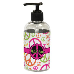 Peace Sign Plastic Soap / Lotion Dispenser (8 oz - Small - Black) (Personalized)