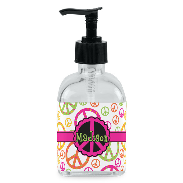 Custom Peace Sign Glass Soap & Lotion Bottle - Single Bottle (Personalized)