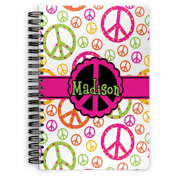 Custom Peace Sign Spiral Notebook - 7x10 w/ Name or Text