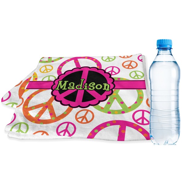 Custom Peace Sign Sports & Fitness Towel (Personalized)
