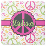 Peace Sign Square Rubber Backed Coaster (Personalized)