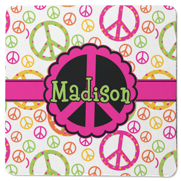 Peace Sign Square Coaster Rubber Back - Single