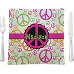 Peace Sign 9.5" Glass Square Lunch / Dinner Plate- Single or Set of 4 (Personalized)