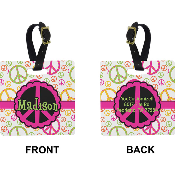 Peace Sign Square Luggage Tag (Front + Back)