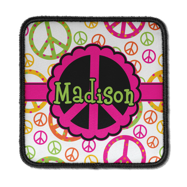 Custom Peace Sign Iron On Square Patch w/ Name or Text