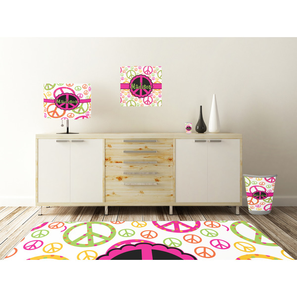 Peace Sign Square Wall Decal Wooden Desk