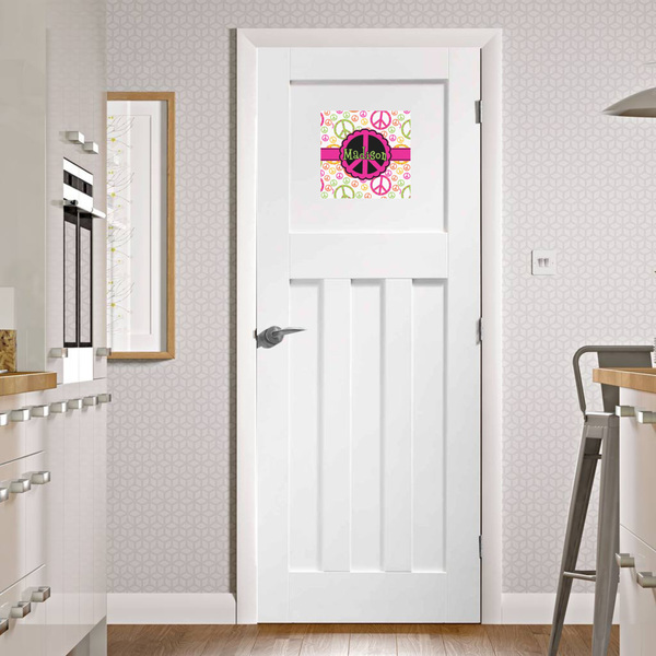 Peace Sign Square Wall Decal on Door