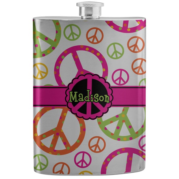 Custom Peace Sign Stainless Steel Flask (Personalized)