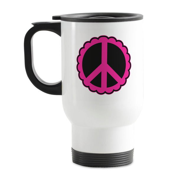 Custom Peace Sign Stainless Steel Travel Mug with Handle