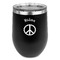 Peace Sign Stemless Stainless Steel Wine Tumbler - Black - Double Sided (Personalized)