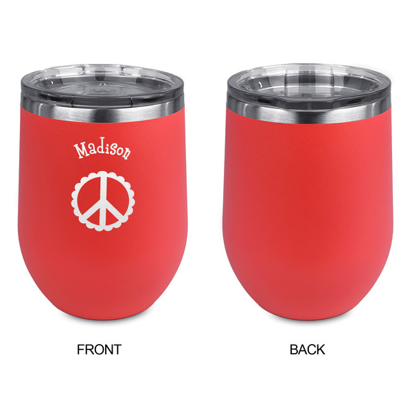 Peace Sign Stainless Wine Tumblers - Coral - Single Sided - Approval