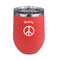 Peace Sign Stainless Wine Tumblers - Coral - Single Sided - Front