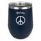 Peace Sign Stainless Wine Tumblers - Navy - Double Sided - Front