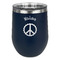 Peace Sign Stemless Stainless Steel Wine Tumbler - Navy - Double Sided (Personalized)