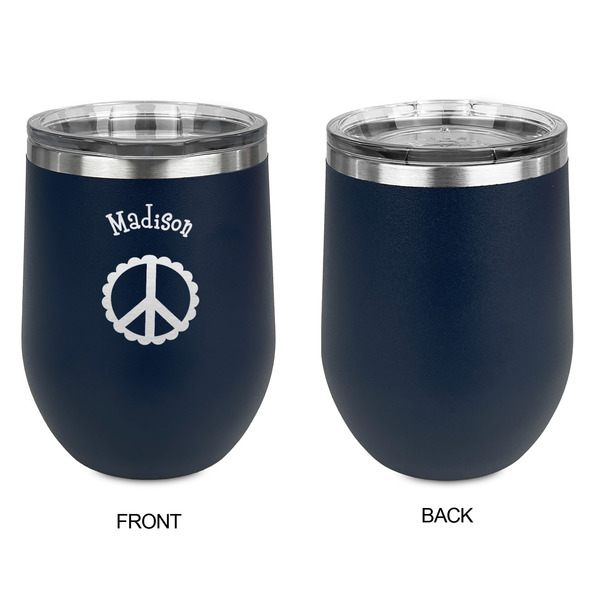 Peace Sign Stainless Wine Tumblers - Navy - Single Sided - Approval