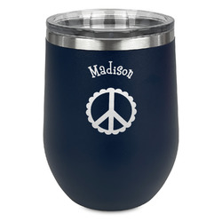 Peace Sign Stemless Wine Tumbler - 5 Color Choices - Stainless Steel  (Personalized)