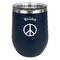 Peace Sign Stainless Wine Tumblers - Navy - Single Sided - Front