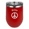 Peace Sign Stainless Wine Tumblers - Red - Double Sided - Front