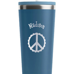 Peace Sign RTIC Everyday Tumbler with Straw - 28oz - Steel Blue - Double-Sided (Personalized)