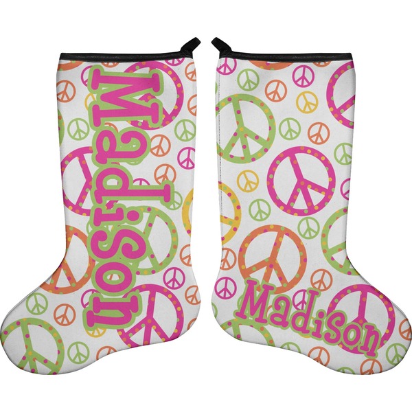 Custom Peace Sign Holiday Stocking - Double-Sided - Neoprene (Personalized)