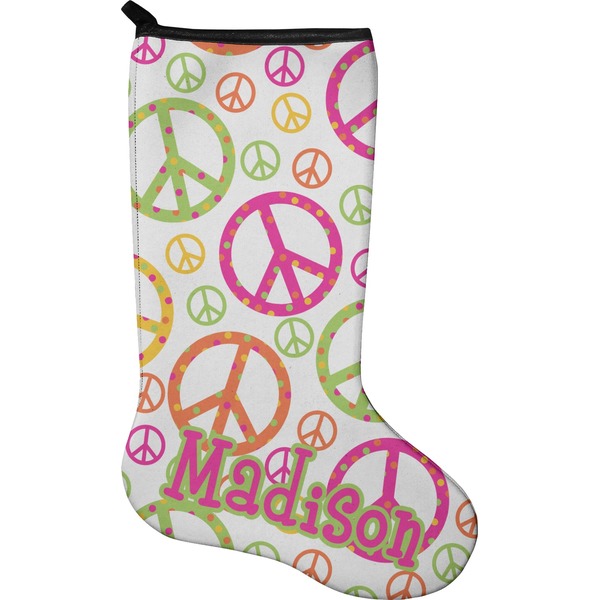 Custom Peace Sign Holiday Stocking - Neoprene (Personalized)