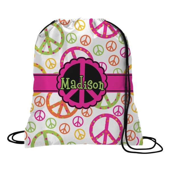 Custom Peace Sign Drawstring Backpack - Medium (Personalized)