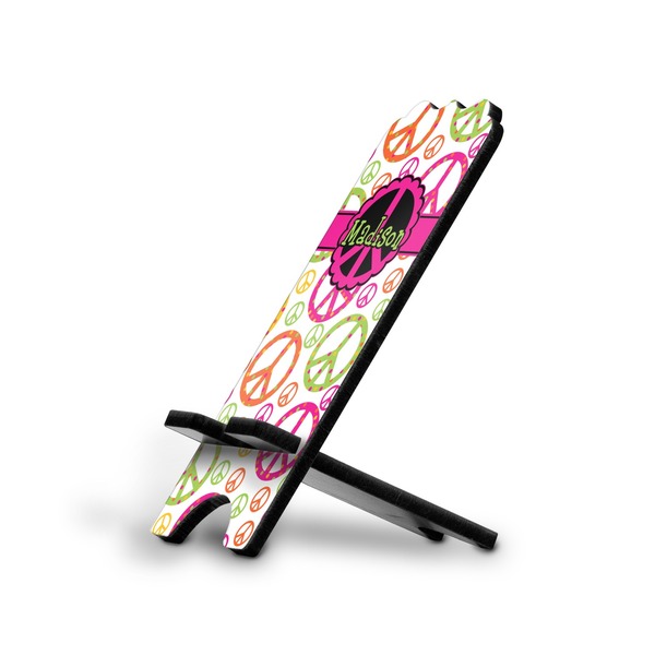 Custom Peace Sign Stylized Cell Phone Stand - Small w/ Name or Text