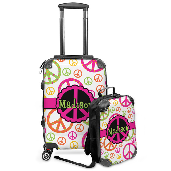 Custom Peace Sign Kids 2-Piece Luggage Set - Suitcase & Backpack (Personalized)