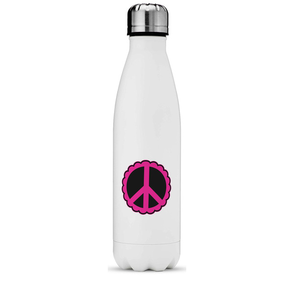 Custom Peace Sign Water Bottle - 17 oz. - Stainless Steel - Full Color Printing (Personalized)