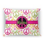 Peace Sign Rectangular Throw Pillow Case (Personalized)