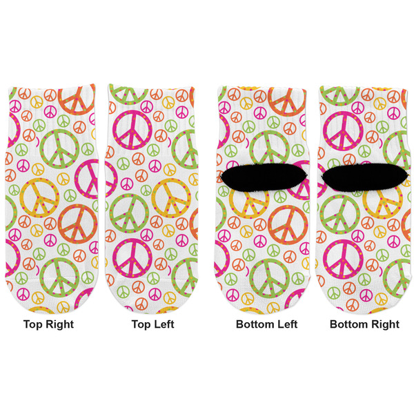 Peace Sign Toddler Ankle Socks - Double Pair - Front and Back - Apvl