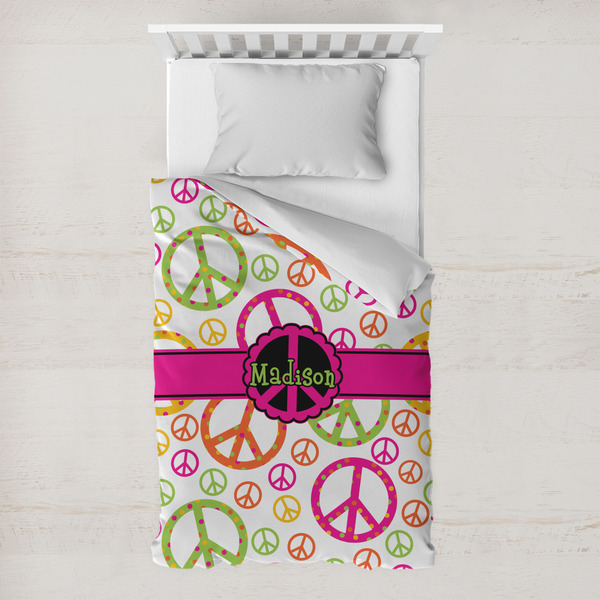 Custom Peace Sign Toddler Duvet Cover w/ Name or Text
