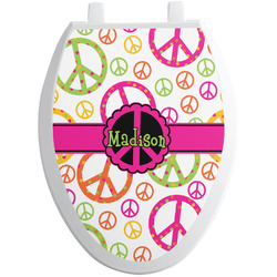 Peace Sign Toilet Seat Decal - Elongated (Personalized)