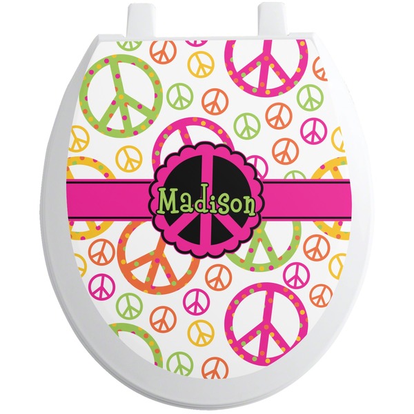 Custom Peace Sign Toilet Seat Decal - Round (Personalized)