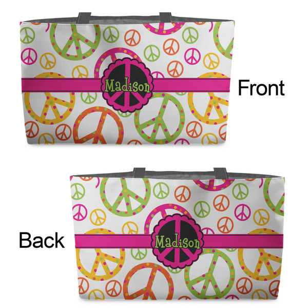 Peace Sign Tote w/Black Handles - Front & Back Views