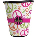 Peace Sign Waste Basket - Single Sided (Black) (Personalized)