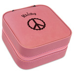 Peace Sign Travel Jewelry Boxes - Pink Leather (Personalized)