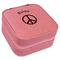 Peace Sign Travel Jewelry Boxes - Leather - Pink - Angled View