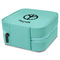 Peace Sign Travel Jewelry Boxes - Leather - Teal - View from Rear