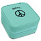 Peace Sign Travel Jewelry Boxes - Leatherette - Teal - Angled View