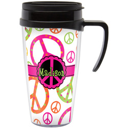 Peace Sign Acrylic Travel Mug with Handle (Personalized)