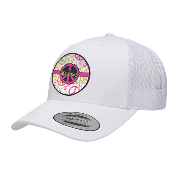 Custom Peace Sign Trucker Hat - White (Personalized)