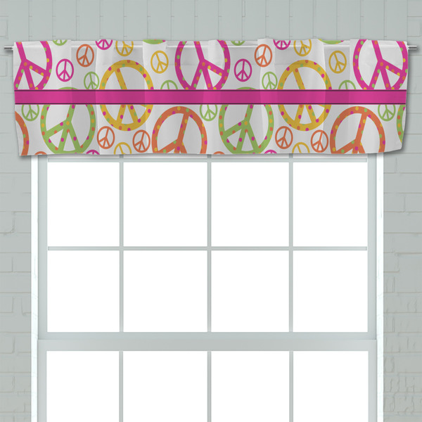 Peace Sign Valance - Closeup on window