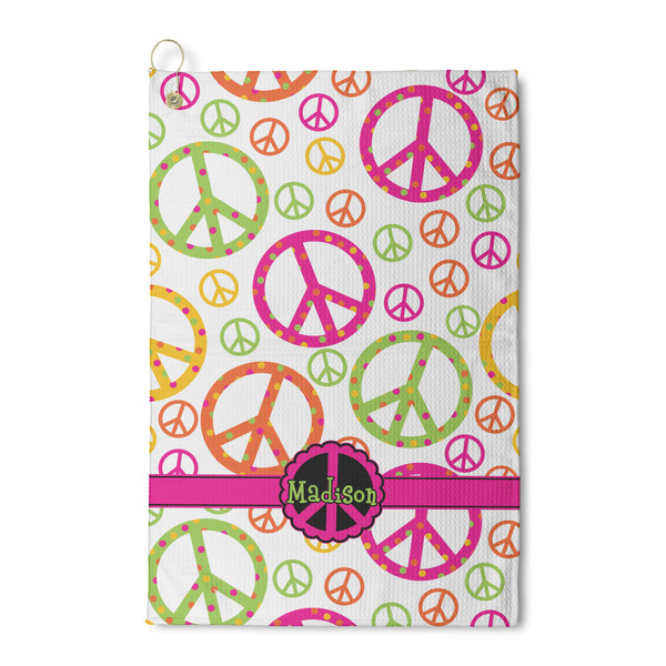 Custom Peace Sign Waffle Weave Golf Towel (Personalized)