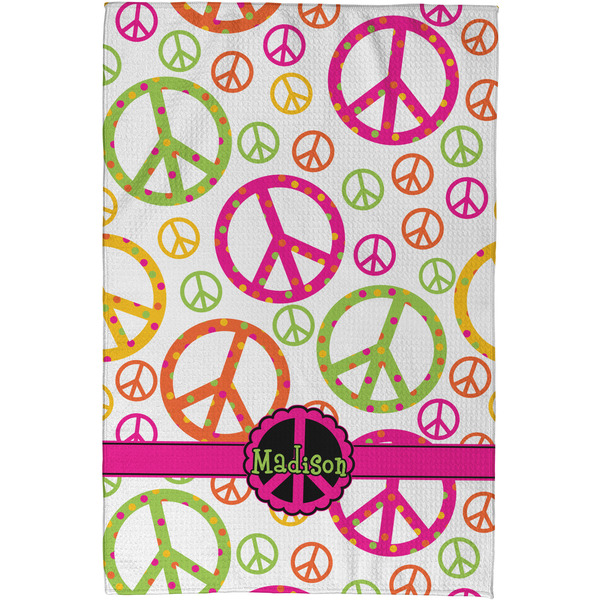 Peace Sign Waffle Weave Towel - Full Color Print - Approval Image
