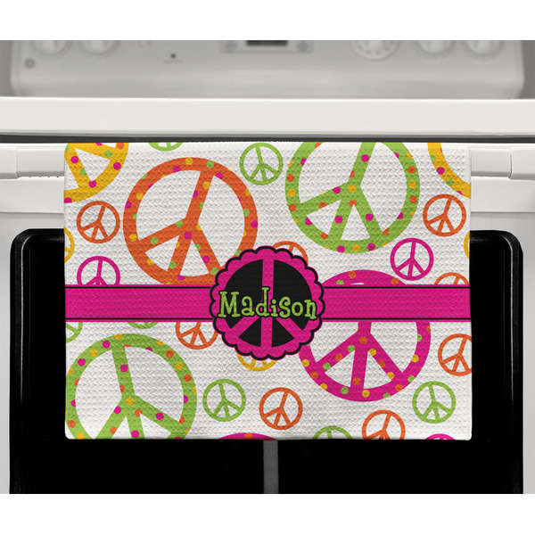 Peace Sign Waffle Weave Towel - Full Color Print - Lifestyle2 Image