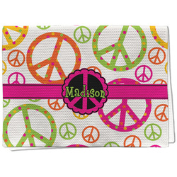 Peace Sign Kitchen Towel - Waffle Weave (Personalized)