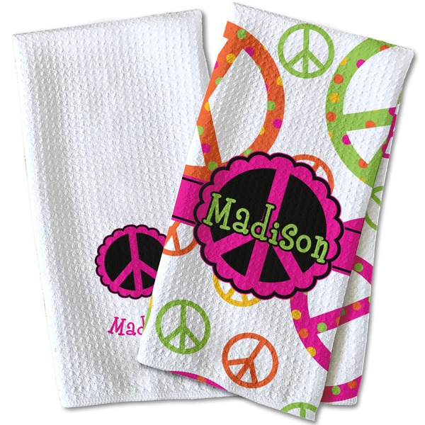 Peace Sign Waffle Weave Towels - Two Print Styles