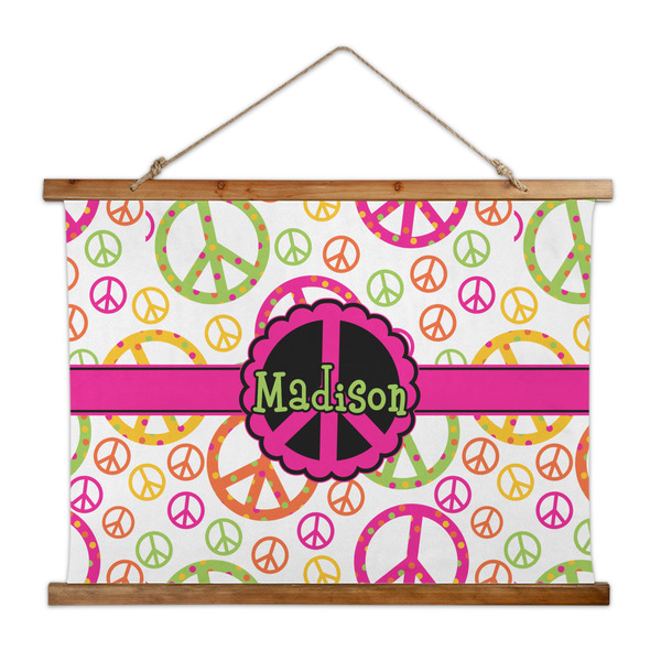 Custom Peace Sign Wall Hanging Tapestry - Wide (Personalized)