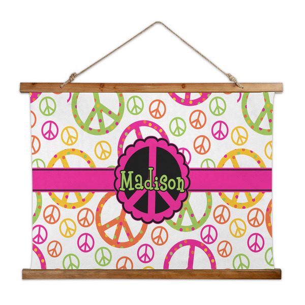 Custom Peace Sign Wall Hanging Tapestry - Wide (Personalized)